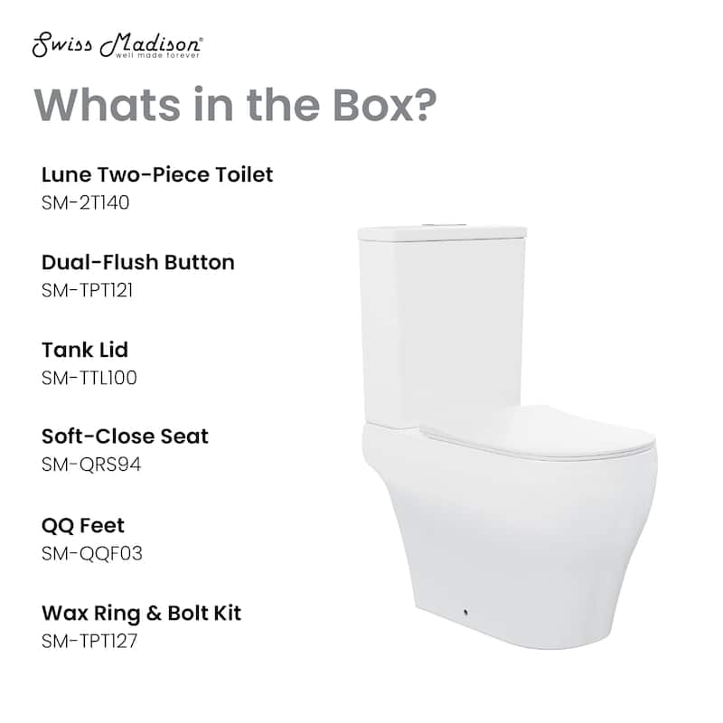 Lune Two-Piece Elongated Toilet Dual-Flush 1.1/1.6 Gpf - 25.59" x 14.171" x 31.5"