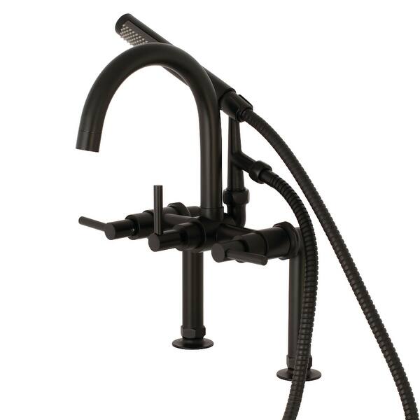 slide 2 of 4, Concord 7-Inch Deck Mount Clawfoot Tub Faucet in Polished Nickel Matte Black