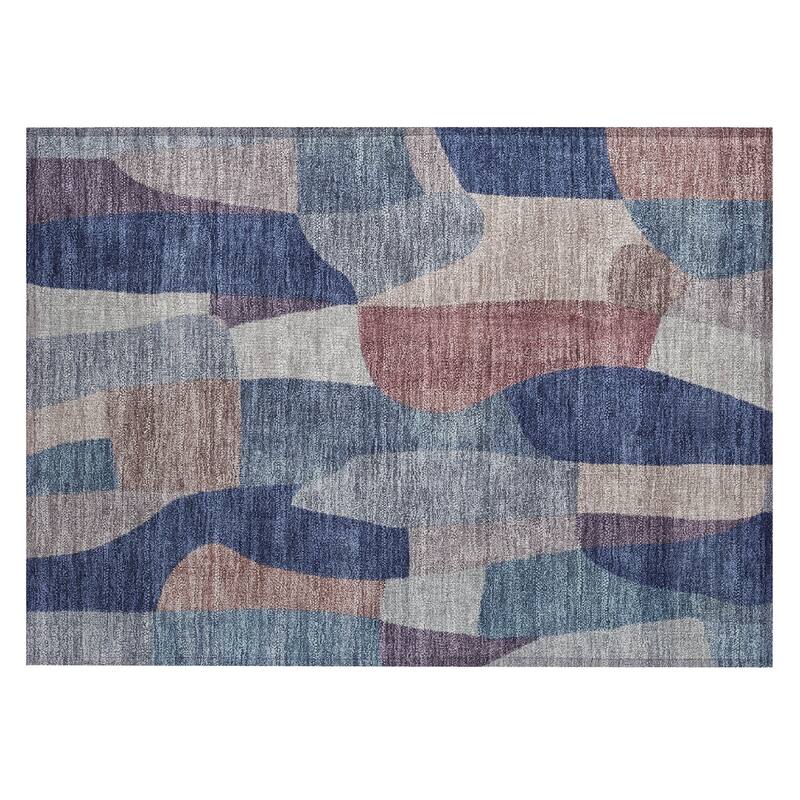Machine Washable Indoor/ Outdoor Contemporary Layers Chantille Rug