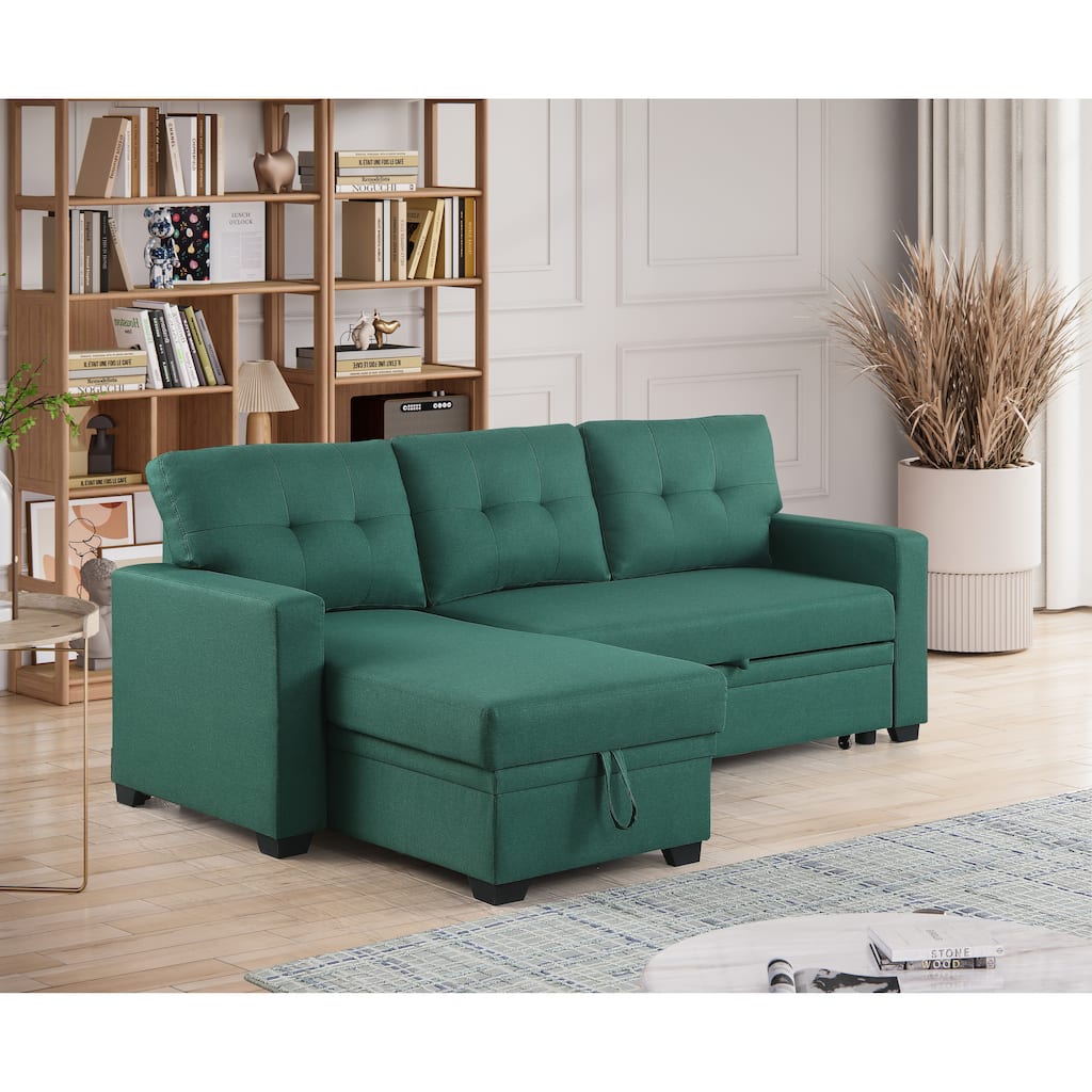 Convertible Upholstered Sectional Sofa With Pull-Out Chaise