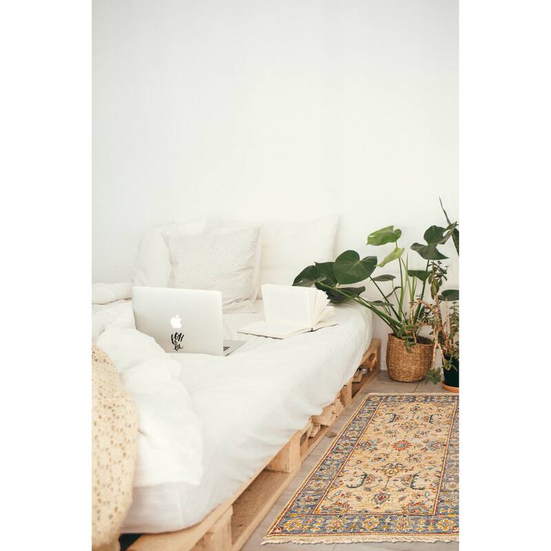 ECARPETGALLERY Hand-knotted Finest Oushak Tan Wool Rug - 2'2 x 4'4