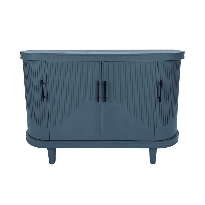 47.24" Modern Curved Sideboard Wooden Storage Cabinet with Adjustable Shelves for Home Organization