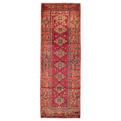ECARPETGALLERY Hand-knotted Andelz Red Wool Rug - 3'5 x 10'2