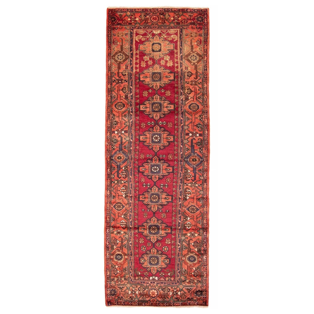 ECARPETGALLERY Hand-knotted Andelz Red Wool Rug - 3'5 x 10'2