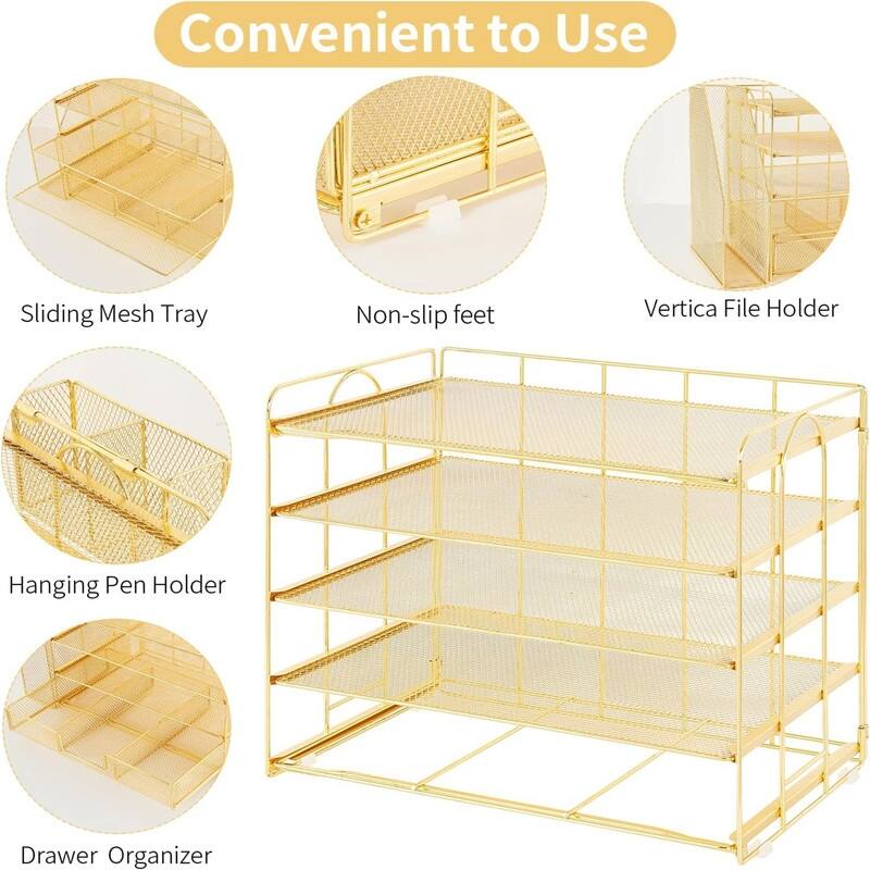 5 Tier Desk Accessories & Workspace Desk - 16.15"D x 9.45"W x 11.25"H