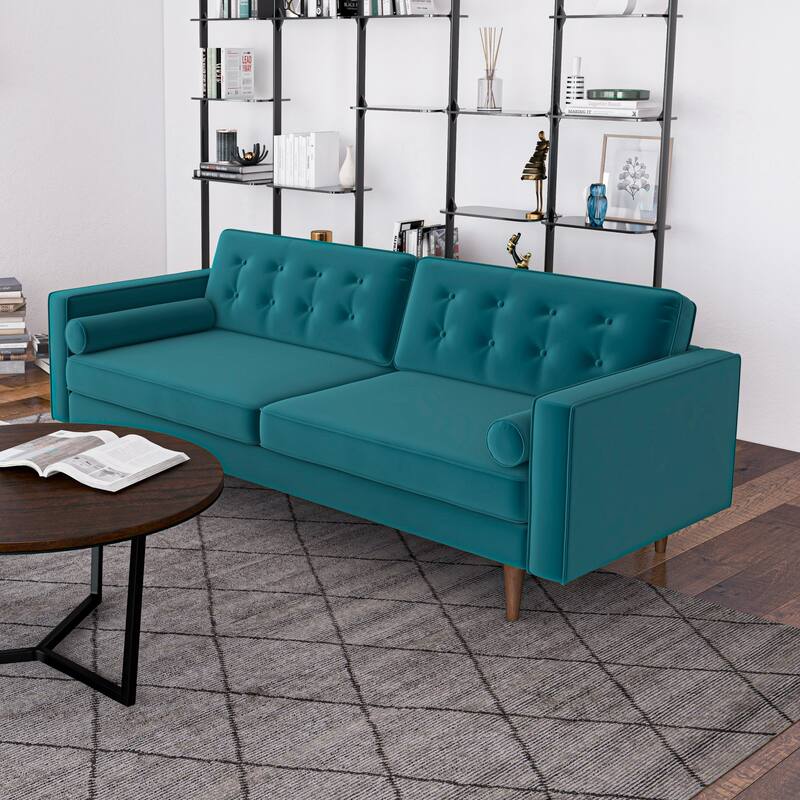 Mase 3-Piece Mid-Century Velvet Sofa and 2 Lounge Chairs Set in Gray