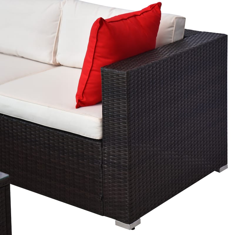 Outsunny Deluxe Outdoor Rattan Wicker 5-Piece Patio Furniture Set