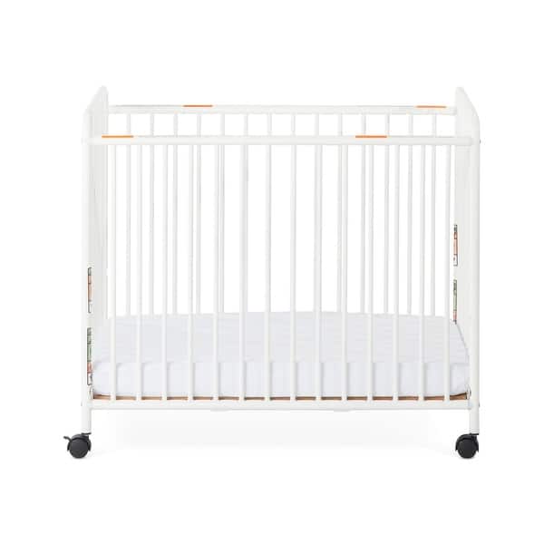 slide 2 of 3, Child Craft Siesta Metal Non-Folding Slatted Compact Crib White