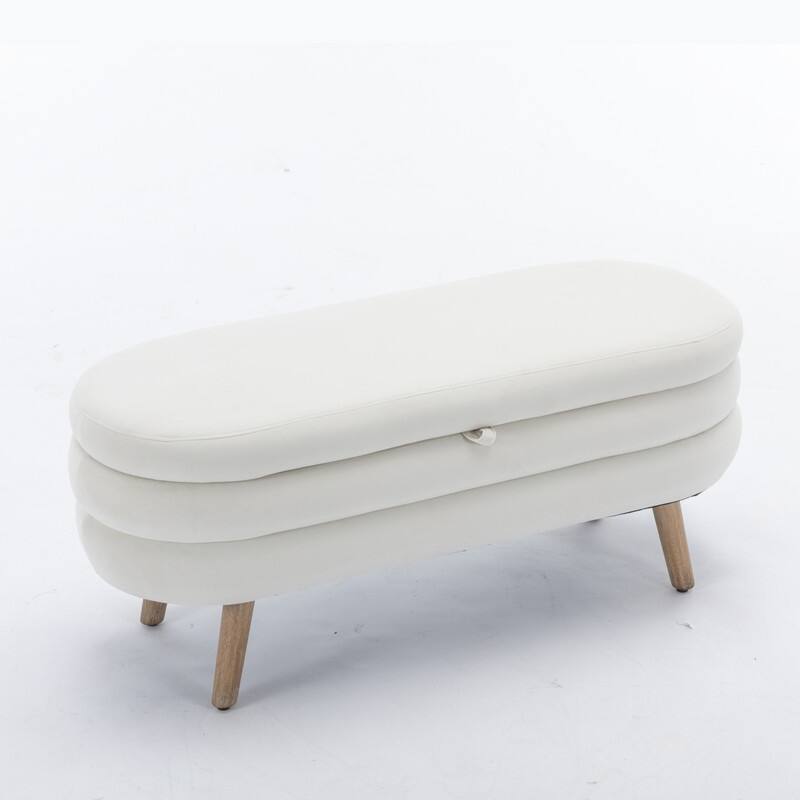 44.88" Seat Widths Soft Velvet Storage Ottoman Footrest Stool