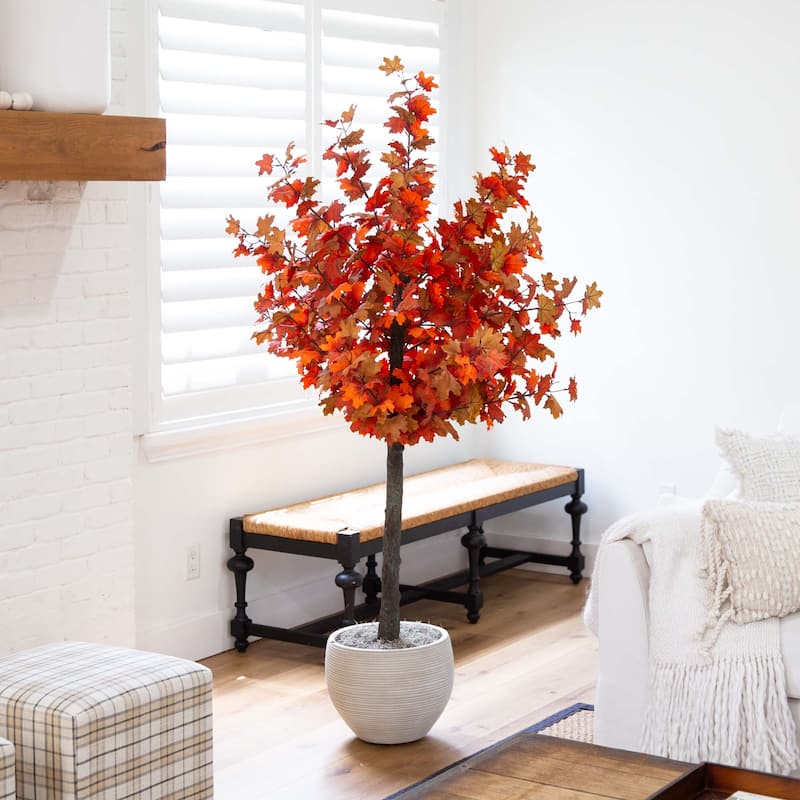 Variegated Maple Artificial Potted Tree - 6' - Brown and Orange