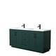 preview thumbnail 13 of 48, Miranda Double Vanity Set, 1.25-Inch Solid Surface Top, No Mirror 72-Inch Double - Green, Matte Black Trim, Solid Surface Top