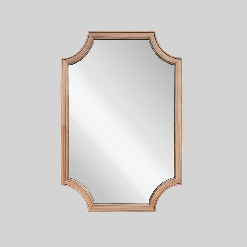 Full Scalloped Corners Arch Farmhouse Style Rectangle Wall Mirror with Wood Frame