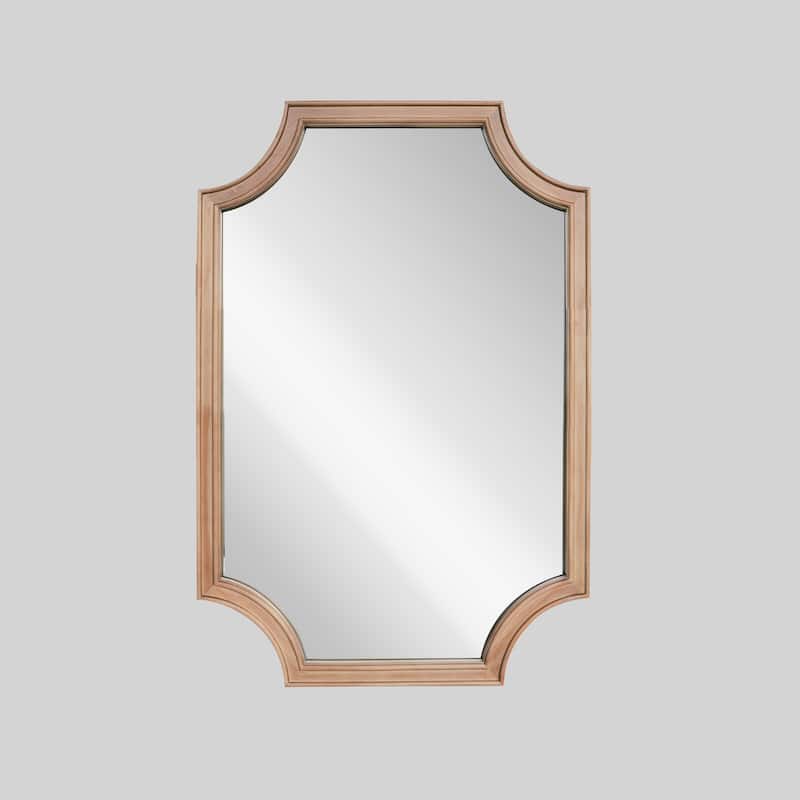 Full Scalloped Corners Arch Farmhouse Style Rectangle Wall Mirror with Wood Frame