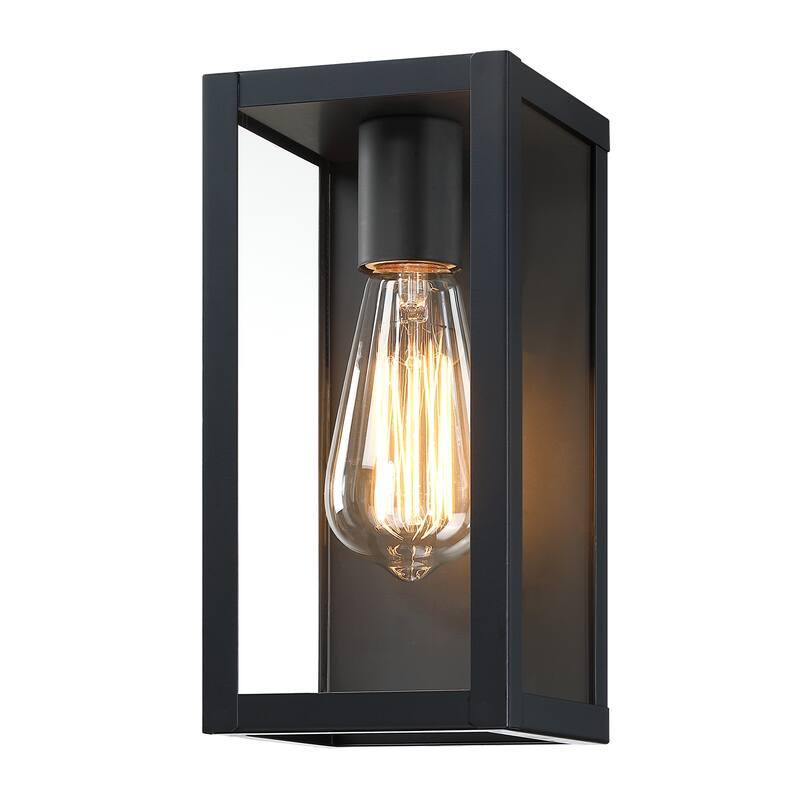 1-Light 12.76in Outdoor Wall Light with Matte Black Finish & Clear glass shade