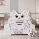 preview thumbnail 4 of 5, Twin Size Platform Bed with Trundle, Cartoon Shape Headboard, White