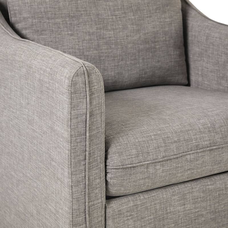 Walker Edison Modern Farmhouse Upholstered Linen Swivel Armchair