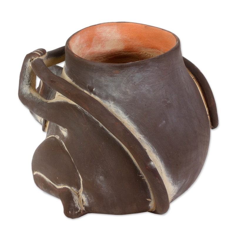 Novica Handmade Monkeyshines Ceramic Decorative Jar