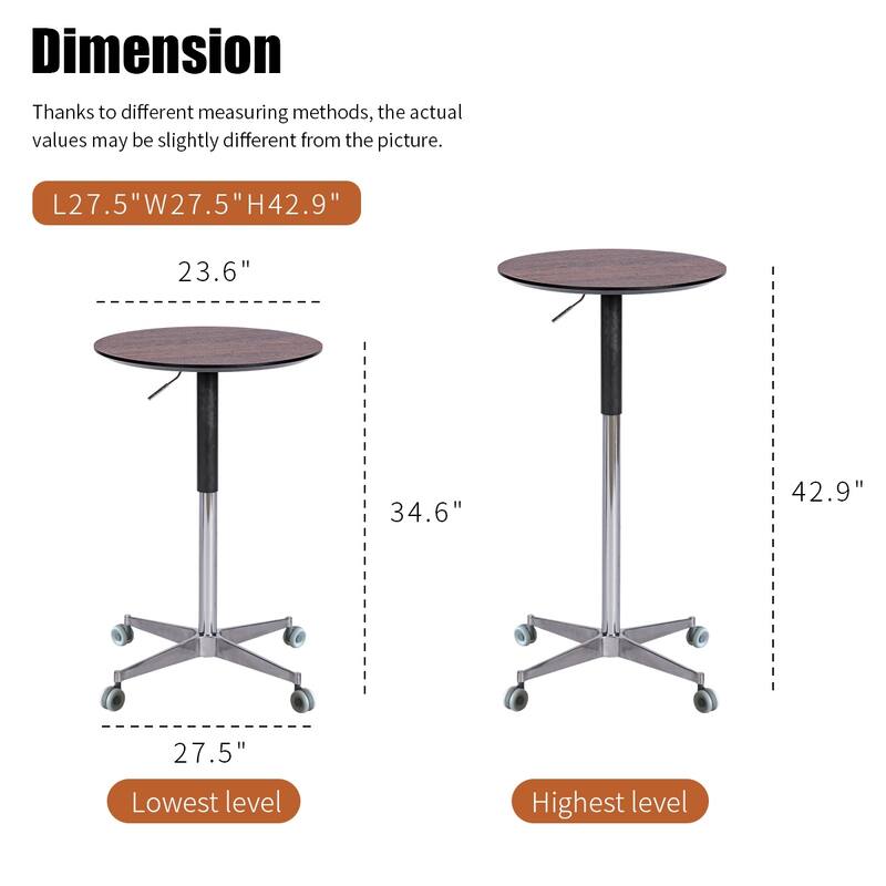 Movable Adjustable Bar Table 360 Swivel Counter Bar Height Aluminum Star Base Movable for Stand Desk Bistro Table