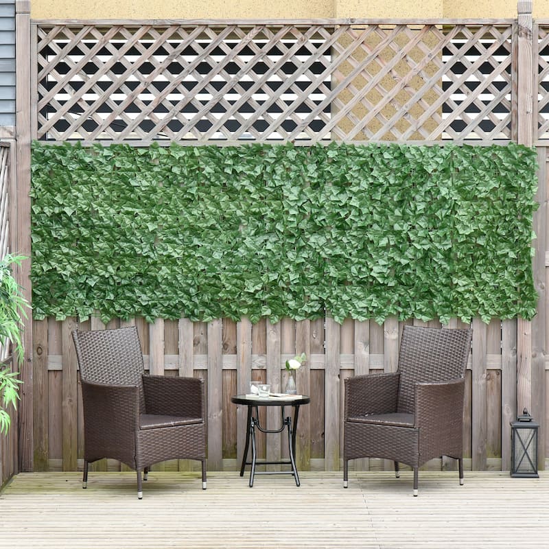 Outsunny 118" x 39" Artificial Privacy Fence Screen Faux Hedge Leaf Ivy Vine Leaf Decoration, Dark Green - 118" L x 39.25" H