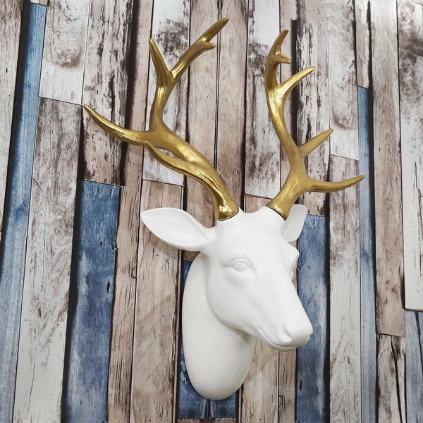 Shop Walplus Contemporary Taxidermy White Deer Head Gold