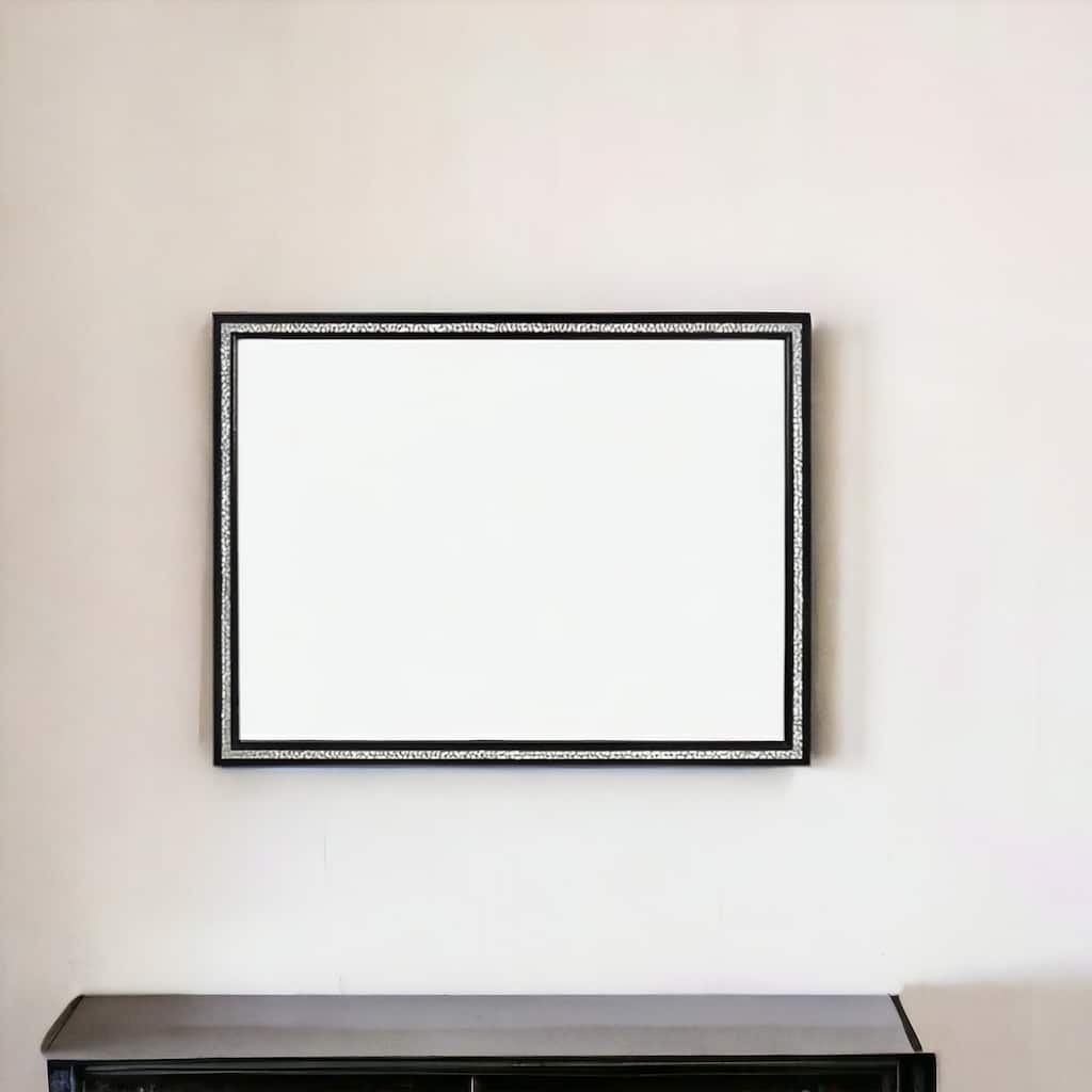 HomeRoots 35" Black Wood Framed Mounted Dresser Mirror - 46' X '35' X '1