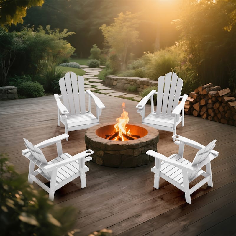 Outdoor HDPE Adirondack Chairs Outdoor Chair Plastic Lawn Chairs for Outdoor Use Set of 4