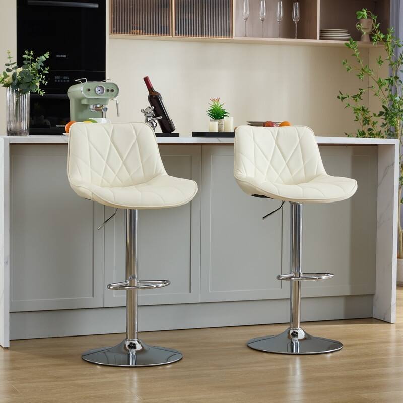Adjustable Swivel Bar Stools Height Island Chairs with Back Set of 6
