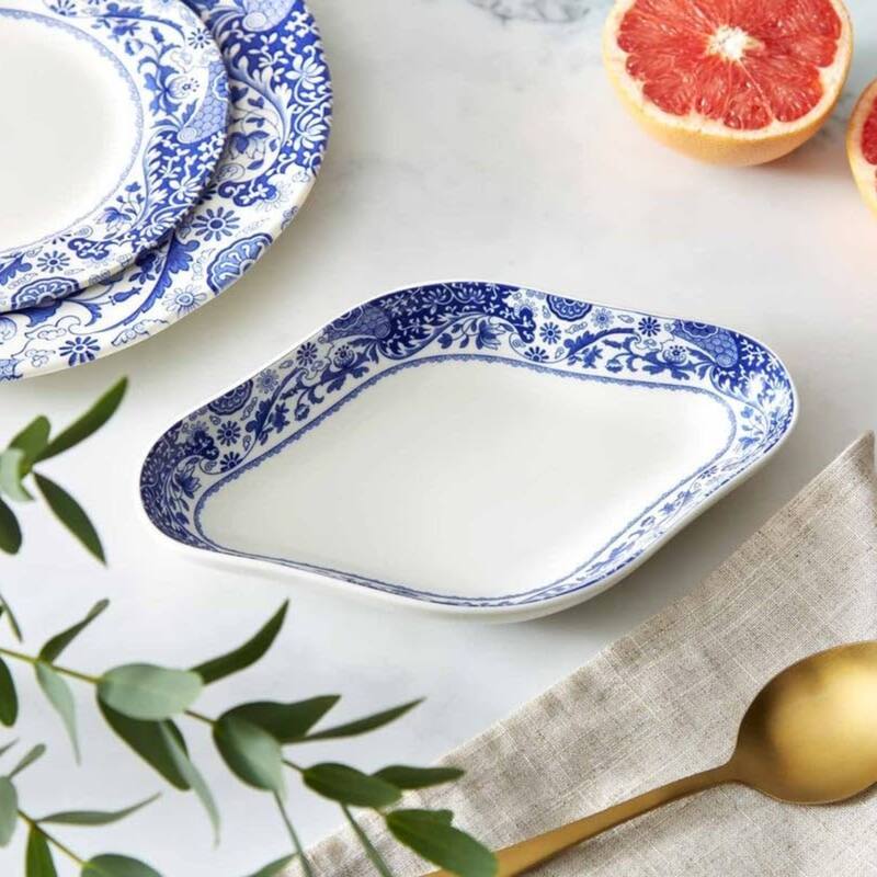 Spode Blue Italian Brocato Diamond Dish - 8.5" x 5.5" H