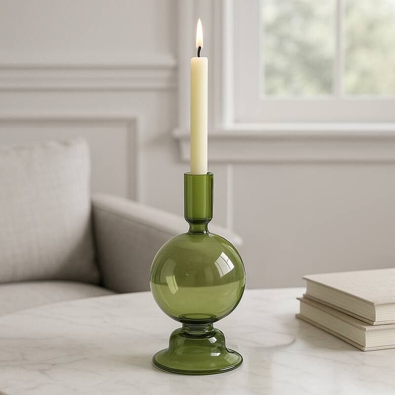 Modern Candle Holder with Round Bubble Sculptural Base - 4" x 4" x 7"