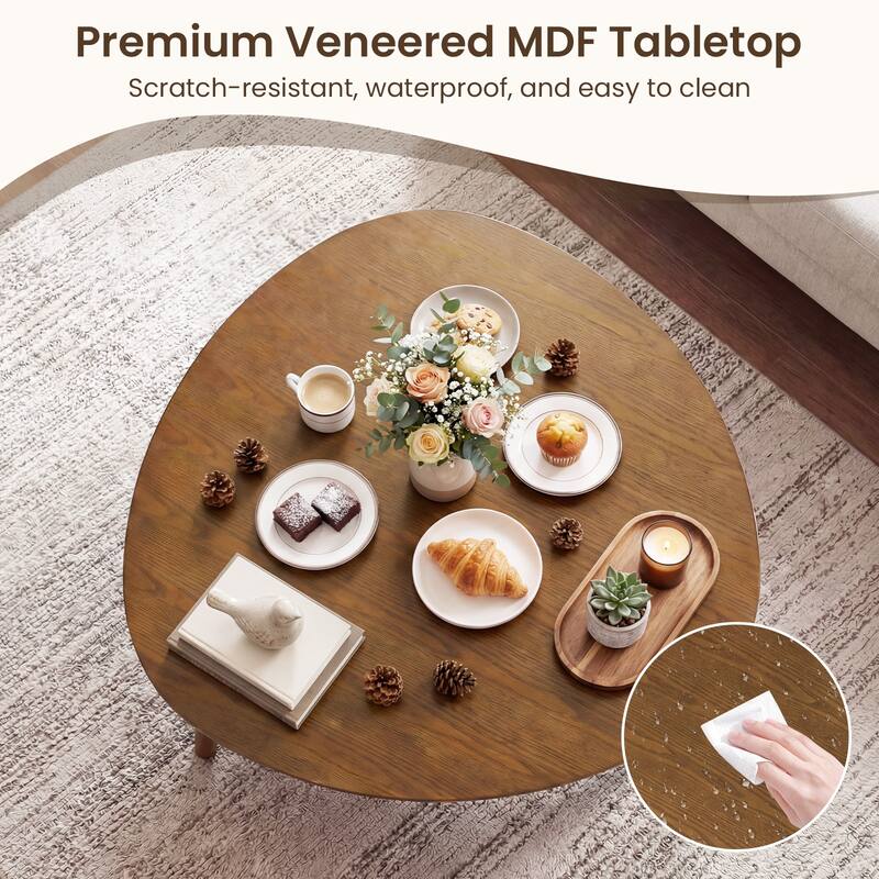 Gymax 35.5'' Triangle Dining Table Farmhouse Kitchen Table w/ Solid