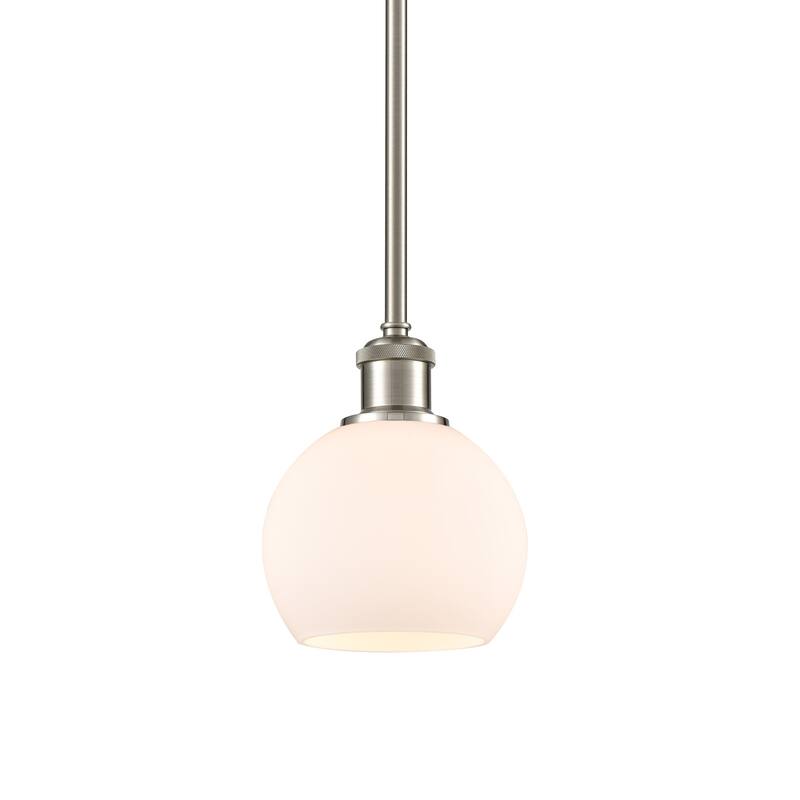 Innovations Lighting 516-1S-8-6 Athens Pendant Athens 6" Wide Mini - Brushed Satin Nickel / Matte White