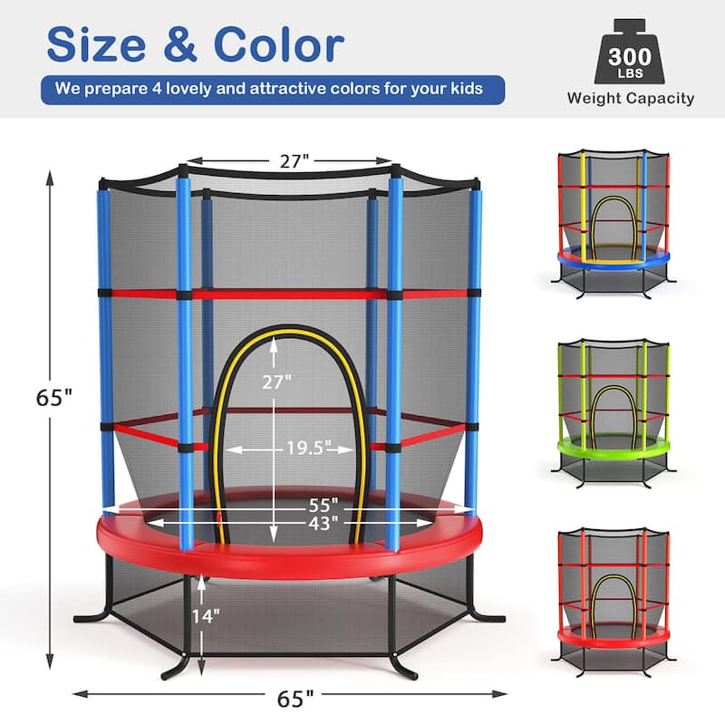 Gymax 55'' Trampoline for Kids Toddler Recreational Trampoline w/