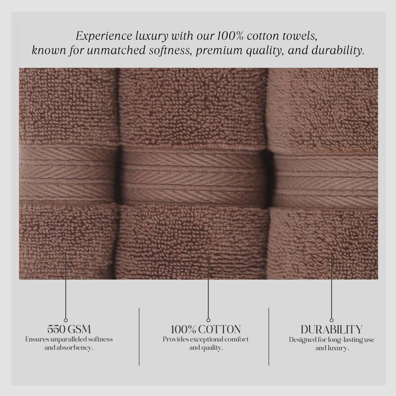 Home Weavers Elegance Essentials 550GSM Cotton Zero Twist Super Absorbent Hand Towel Set of 4