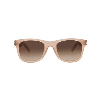 Saint Laurent Square-Frame Recycled Acetate Sunglasses, Gradient Brown Lens, Shiny Opal Apricot Orange Frame