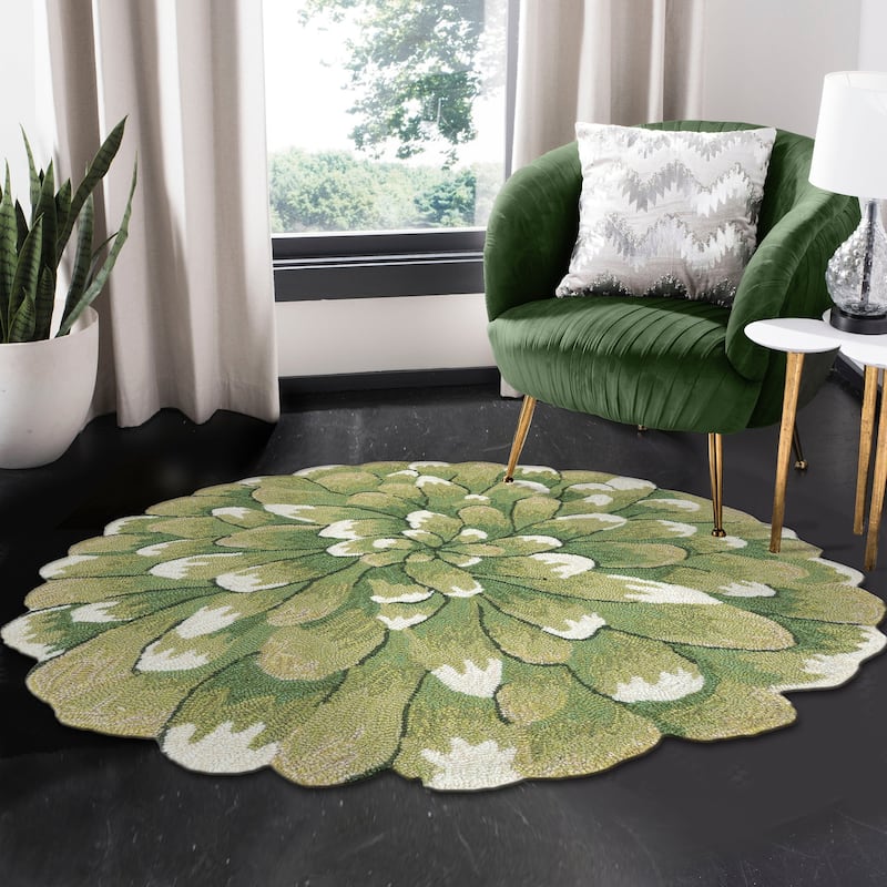 Liora Manne Frontporch Mum Indoor/Outdoor Rug Green 5' RD - 5' RD