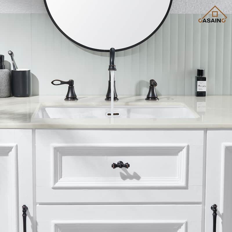 8 in. Widespread Double Handle Bathroom Faucet with Drain Kit Included