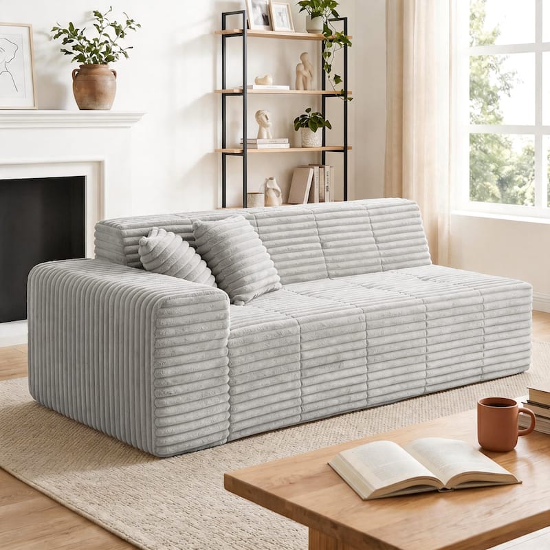 Modern Oversized plush Sofa Bed - Light Grey