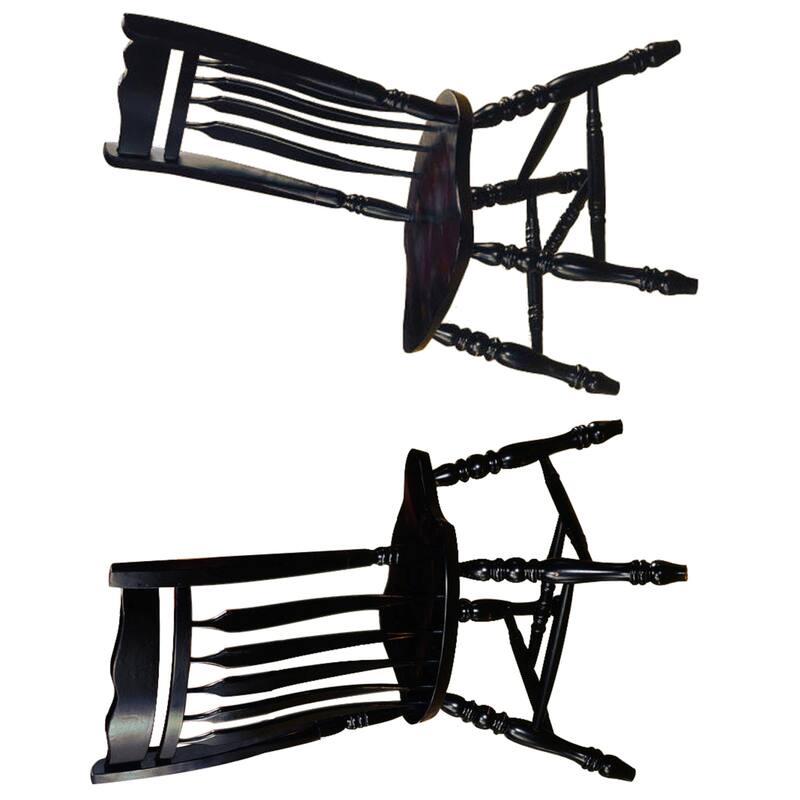 Distressed Wooden Side Chairs - 42" - Black - Set of 2