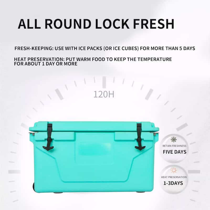 65 qt. Outdoor Portable Ice Chest Camping Cooler with Wheels