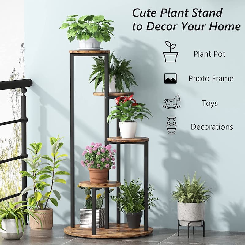 4-Tier Plant Stand Indoor, Tall Wood Plant Shelf Holders, Set of One - 19.68”L* 19.68”W* 40.94”H