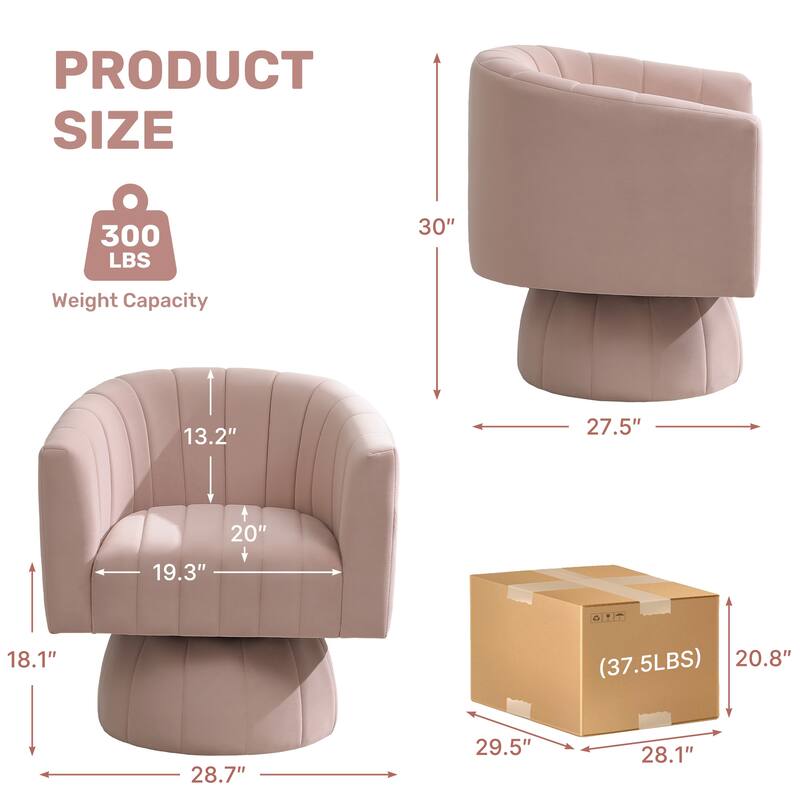 HOMYKA Swivel Accent Barrel Chair Cute Comfy Arm Chair
