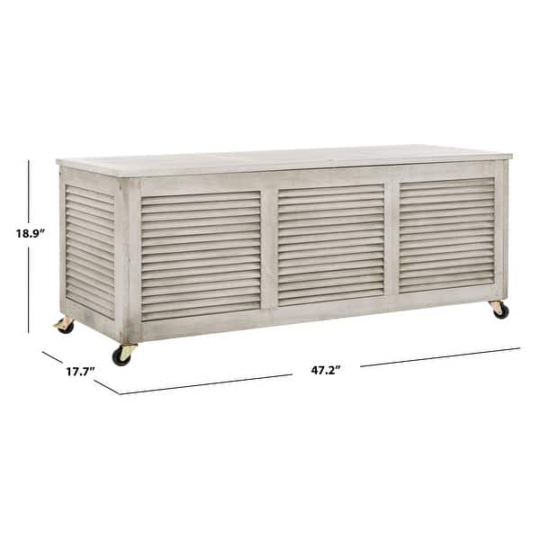 SAFAVIEH Outdoor Elina 47.2-Inch Grey Wash Cushion Storage Box - 47.2" x 17.7" x 18.9"