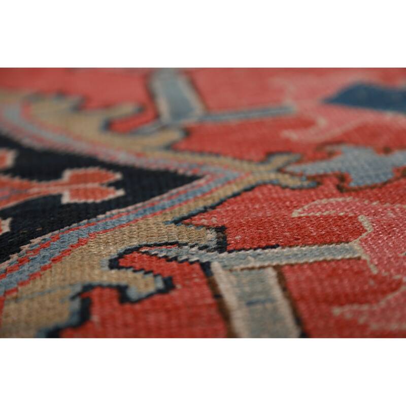 Pre-1900 Antique Vegetable Dye Heriz Serapi Persian Large Wool Carpet - 10'10"x 18'3"