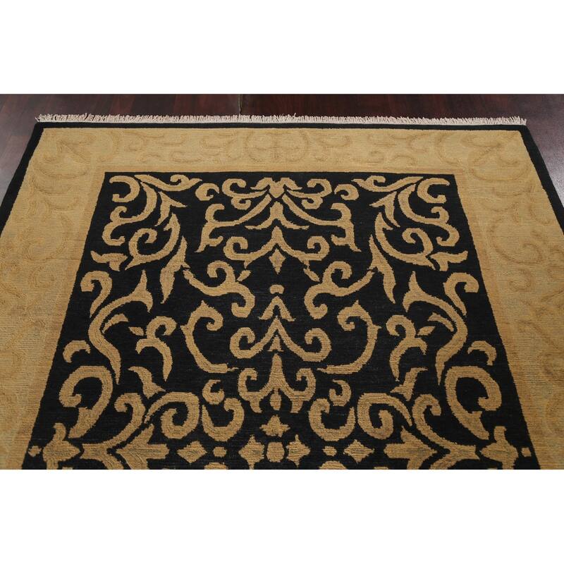 Vegetable Dye Geometric Nepalese Oriental Area Rug Wool Hand-knotted - 6'1" x 9'0"