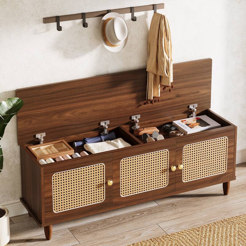 Farmhouse Shoe Storage Bench with Lift Top, Entryway Shoe Cabinet, Seating Shoe Rack Organizer for Bedroom, Living Room