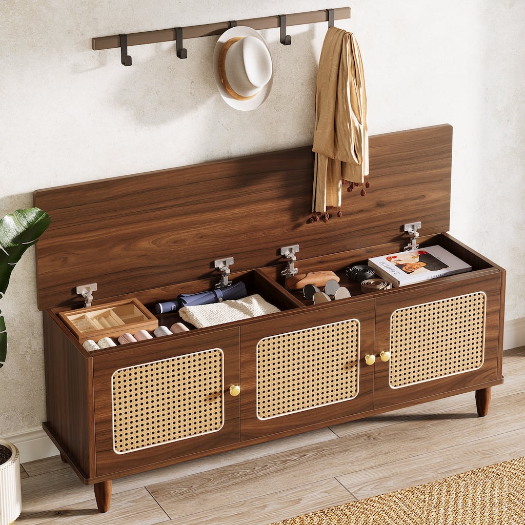 Lift Top Shoe Storage Bench, Entryway Shoe Cabinet with Seating, Shoe Rack Organizer for Entryway, Bedroom, Living Room