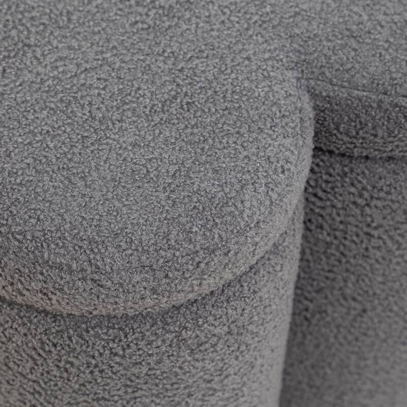 SEYNAR Modern Glam Teddy Velvet Flower Shape Storage Ottoman