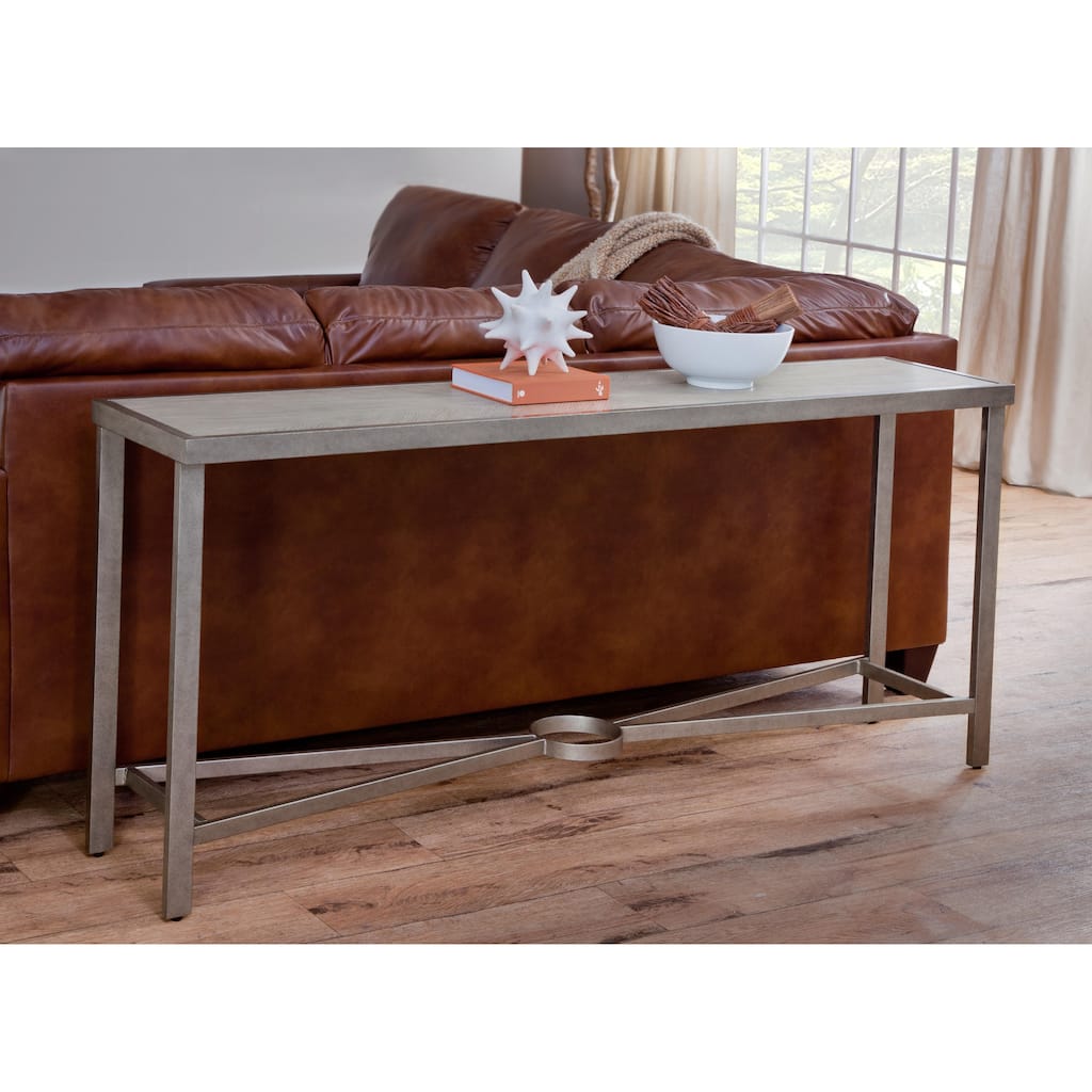Corfu White Oak Wood Top Sofa Console Table with Metal Frame