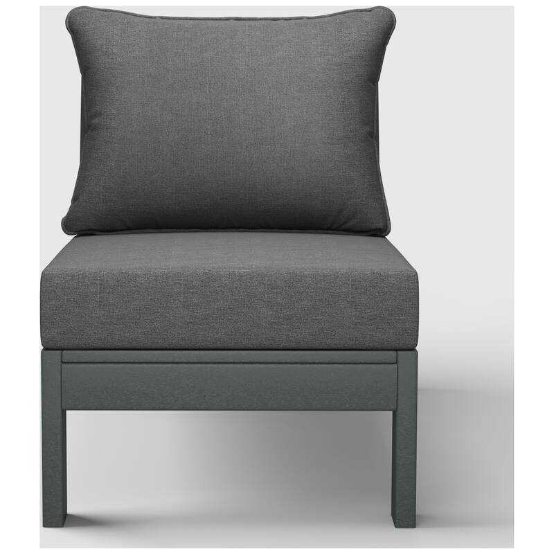 Birchwood All Weather HDPE Outdoor Patio Deep Seating Gray Armless Chair With Cushions (1-Piece)