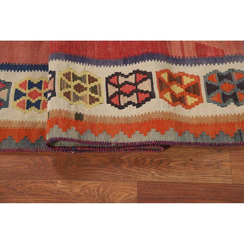Kilim Qashqai Persian Vintage Rug Flatweave Reversible Wool Carpet - 5'3"x 7'9"